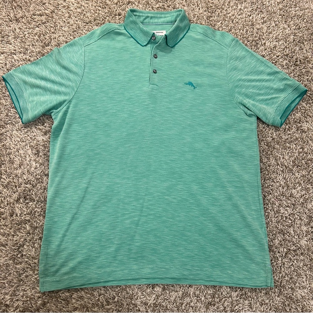 Tommy Bahama Island Zone Polo Shirt Mens Large Light Green Golf Shirt